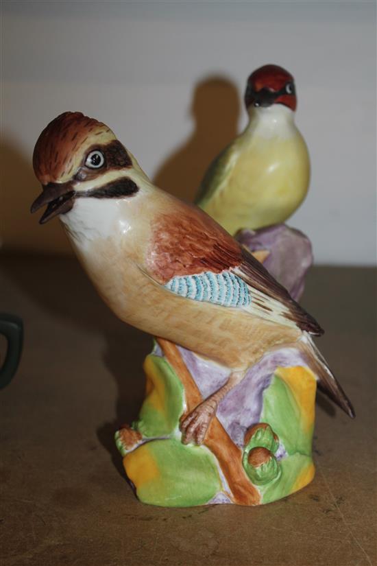 Pair of Royal Worcester figures Jay and Woodpecker